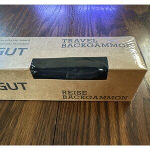 Black Sondergut Travel-Size Backgammon Set Genuine Leather Portable Roll-up Game